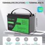 12V 100Ah LiFePO4 Portable Deep Cycle Battery, Built-in Intelligent BMS & 10000+ Cycles for RV Applications Image 3