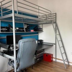 High sleeper loft bed with desk, single bed bunk bed