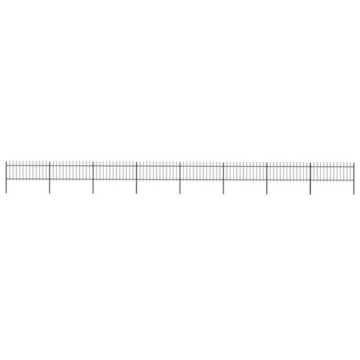 Garden Fence with Spear Top Steel 13.6x0.8 m Black
