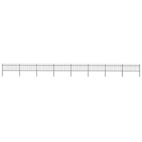 Garden Fence with Spear Top Steel 13.6x0.8 m Black
