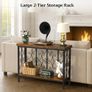 Console Table - 42.5 Industrial Hallway Table Slim Console Table with 2-Tier Storage Shelf, Wood Behind Sofa Table Narrow Accent Table for Entryway, Living Room, Foyer, Rustic Brown Image 4