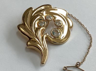 Arezzo 762 AR 750 pristine vintage 18k Italian gold, leaf brooch