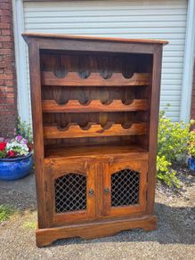 Stunning Solid Sheesham Wood Wine Rack Cabinet  I