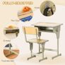 Vintage school-desk style children's desk & chair set - adjustable - storage compartment, bag bracket, pen holder - khaki steel, MDF light wood effect Image 6