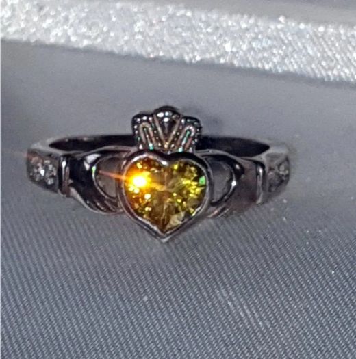 Vintage Sterling Silver Topaz Claddagh Ring