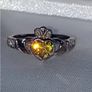 Vintage Sterling Silver Topaz Claddagh Ring Image 9