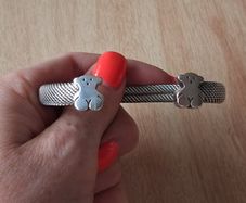 Tous silver mesh bangle bracelet with teddy bears