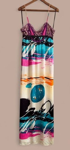 Custo Barcelona Luxury Designer Size 8-10 Silk Maxi Dress