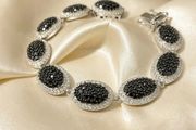 Natural Black Spinel Cambodian Zircon Halo Bracelet