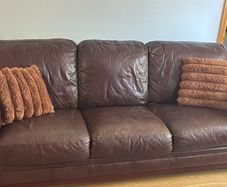 Brown leather 3 seater and 1 seater