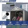 2.2M 1.6M Garden Waterproof Anti-UV Bike Storage Tent Bicycle Motorcycle Shed Shelter Outdoor Backyard Steel Frame PE Cover Zipper Door Large Grey Image 8