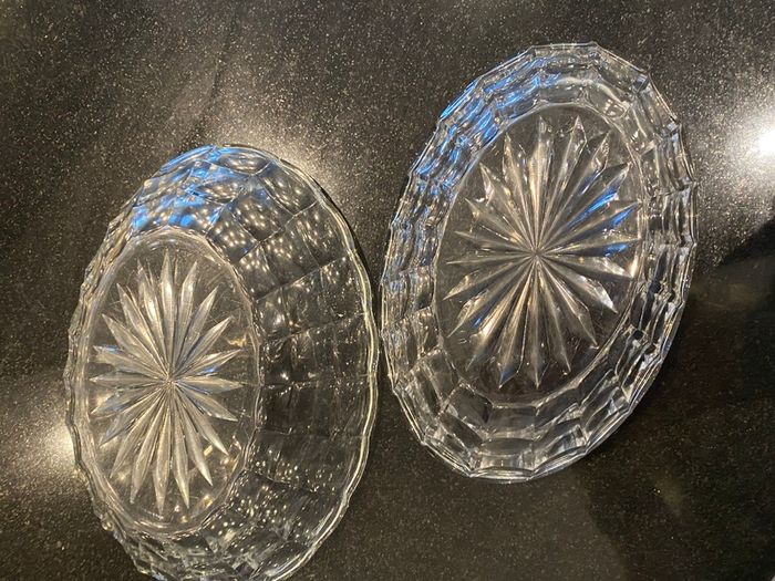 vintage  mid 20th century glass starburst dishes price for both
