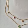 Original Thomas Sabo Charm Club necklace, S925 gold plated with multicolour stones, triangle charm & opal pendant.  Very good condition. Rare layered model. Image 2
