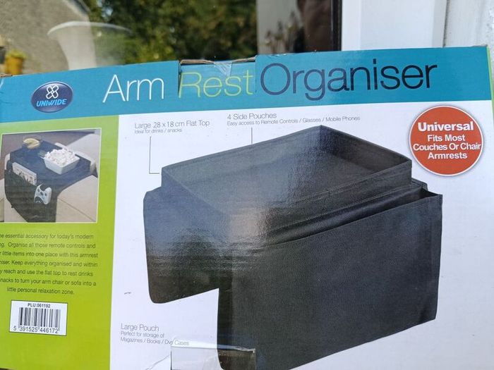 TV arm rest organiser