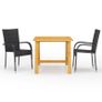 3 Piece Garden Dining Set Black Image 5