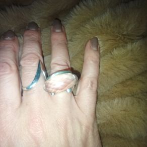 Vintage 925 silver rose quartz ring