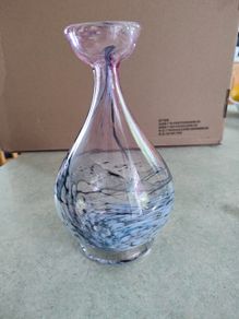 Striking, unusual and beautiful, small hand blown JER POINT vase