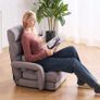 Floor Gaming Chair with 5 Position Adjustable Backrest Folding Sofa Chair with Armrests Gray Image 2