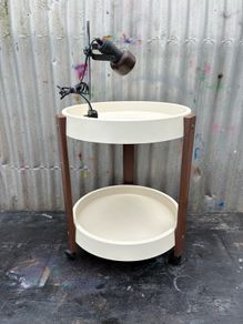 Retro spaceage hostess trolley c1960 plus petit desk lamp c1960