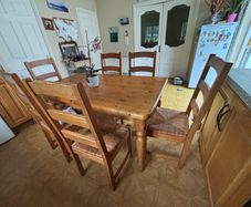 Solid pine kitchen table with 6 chairs
