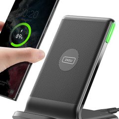 Wireless Charger Stand, 15W Fast Charging Dock Phone Charger, Adaptive LED Wireless Charging Station for iPhone 17 16 15 14 13 12 11 Pro Max, Samsung S23 S22 S21, Google Pixel 8 7 6 etc.