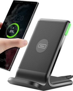 Wireless Charger Stand, 15W Fast Charging Dock Phone Charger, Adaptive LED Wireless Charging Station for iPhone 17 16 15 14 13 12 11 Pro Max, Samsung S23 S22 S21, Google Pixel 8 7 6 etc.