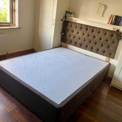Bed base with storage drawers and headboard