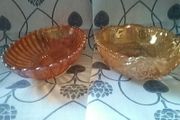 Two Ovel Glass Serving Bowls