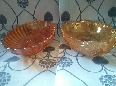 Two Ovel Glass Serving Bowls