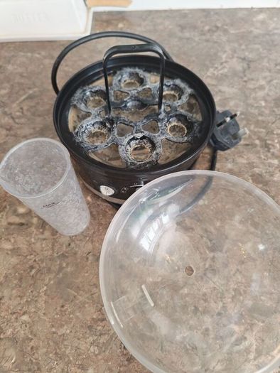 Egg boiler + glass french press coffee pot/milk frother