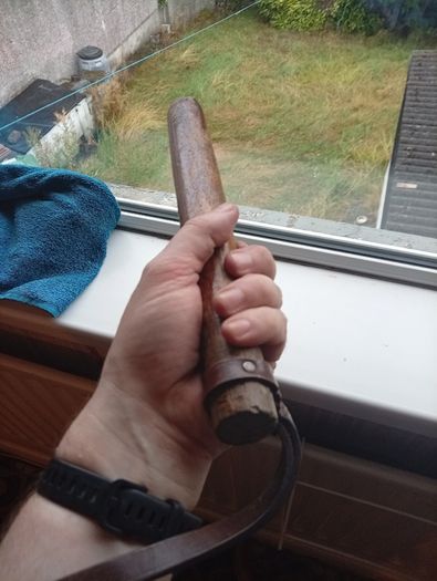 Vintage An Garda Siochana Wooden Baton. Truncheon with Leather Strap. 1960-1980s
