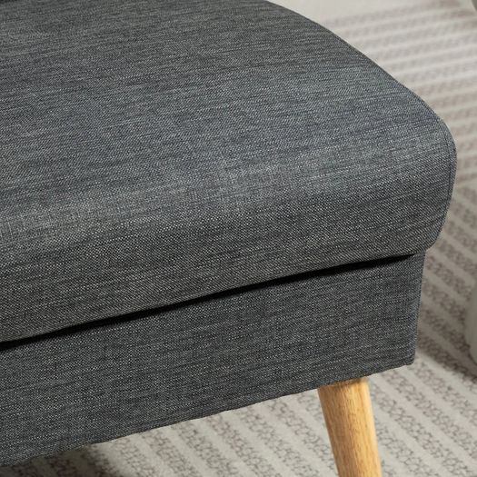 2-seater sofa, tufted backrest, wood legs, thick padding, linen look, for small spaces, gray
