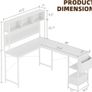 L Shaped Desk, 58 Computer desk with Storage Shelves, Reversible Gaming Desk with Power Outlet, Corner Desks for Home Office, Study, White Image 2