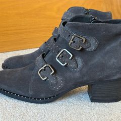 Paul Green Soho Studded Moto Ankle Boots in grey Suede UK 7