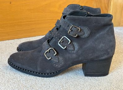 Paul Green Soho Studded Moto Ankle Boots in grey Suede UK 7