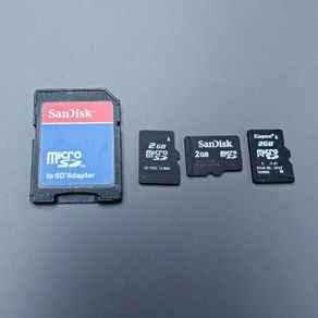 Three 2GB Micro SD Cards SanDisk SD Adapter