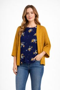 Blue Floral Top and Cardigan: Size 10