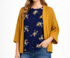 Blue Floral Top and Cardigan: Size 10