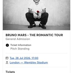 Bruno Mars The Romantic Tour - Pitch Standing Ticket