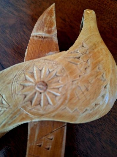 Folk art bird shaped nutcracker