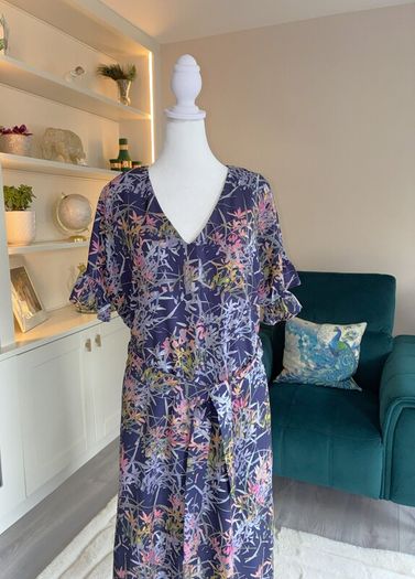 Ladies Navy Multi Coloured Print Dress from DIVA Carella. Size XL UK 14-16/ EU 42-44