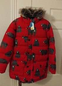 New Boden Red Bear Coat age 13-14