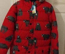 New Boden Red Bear Coat age 13-14