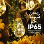 Solar Outdoor Hemp Rope String Lights - 8M 160 LED Waterproof Festoon with 16 Shatterproof Bulbs for Garden, Patio, Party, Yard, Xmas Decoration (Warm White) Image 2