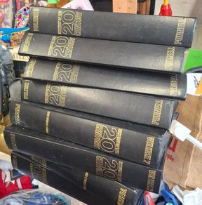 vintage stack of History of the 20th Century bound volumes published by Purnell in the late 1960s and 1970s