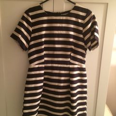 Ladies navy and white Breton nautical stripe dress - eur size 40/ uk size 12-14
