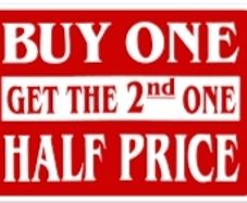 Buy one get 2nd item half price