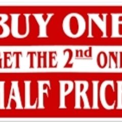 Buy one get 2nd item half price