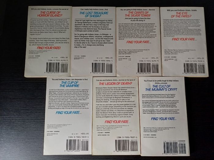 Indiana Jones Find Your Fate Adventure Book Lot 1 - 7