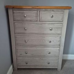 Lancaster Chest Of Drawer 2+4 Drawer Aged Grey/Oak